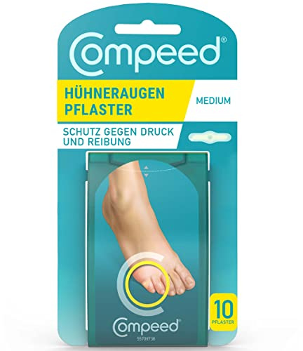 Compeed Corn Medium Size Plasters, 10 Hydrocolloid Plasters, Foot Care, Fast Natural Corn Removal, Dimensions: 1.7 cm x 6.0 cm