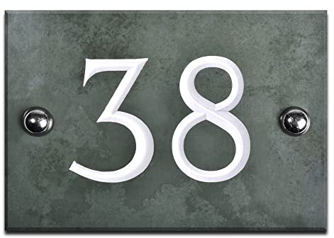 Personalised 1 or 2 digit 'Hint of Green' Slate House Number