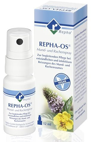 REPHA-OS Mund- und Rachenspray - zur Pflege bei entzündlichen und infektiösen Reizungen des Mund- und Rachenraumes - 1 x 12 ml