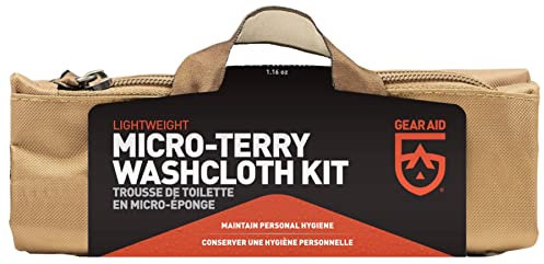 Gear Aid Mikro-Frottee-Waschlappen-Set für Reisen, OD grün und Sand, 25,4 x 25,4 cm