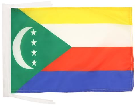 AZ FLAG - Drapeau Comores - 45x30 cm - Pavillon Comorien 100% Polyester Avec Deux Cordelettes - 20g