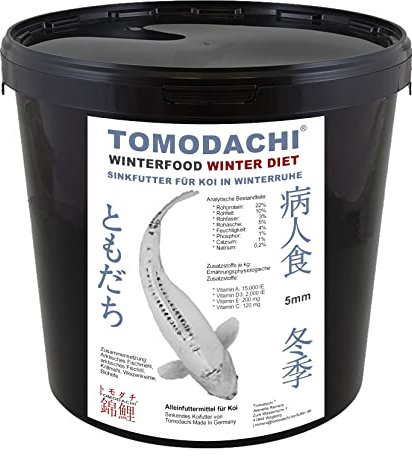 Winterfutter Koi Sinkfutter Koifutter für denWinter arktische Rohstoffe gut verdaulich bei Kälte Energiefutter für Koi im Winter gegen Energiemangel bei Fischen 5mm 3kg Eimer
