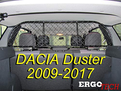 ERGOTECH Filet Grille de séparation Coffre pour Dacia Duster (2009-2017), RDA65-M8 kda002, pour Chiens et Bagage
