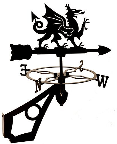 Dragon Laser Ltd., Black Dragon Decorative Weathervane, Gift from Wales, **WITH ANTI-RUST COATING**