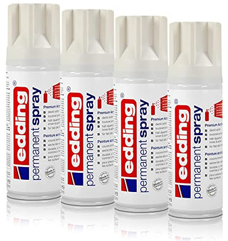 4x edding Permanent Spray verkehrsweiß glänzend 200 ml Premium Acryllack, RAL 9016