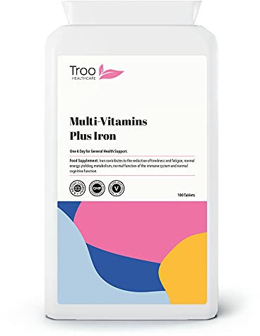 Multi Vitamins with Iron by Troo Healthcare - One-A-Day Multivitamin for Men & Women - Immune Support, Boosts Energy & Vitality - Daily Multivitamin Tablets for Women & Men - Multivitamins - 180 Count
