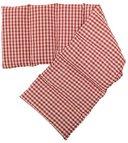 Bio-Bio Dinkelkissen XXL 8-Kammer, 75x20cm - Wärmekissen Körnerkissen für Mikrowelle und Backofen (Bio Füllung Dinkel & Bio Stoff rot-weiß)