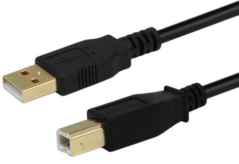 Monoprice USB-A Male to USB-B Male 2.0 Cable - 28/24AWG, Shielded, Gold Plated, 15 Feet, Black