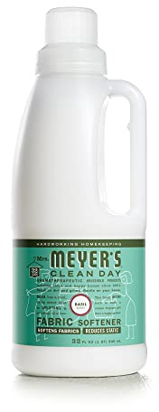 MRS. MEYER'S CLEAN DAY Liquid Fabric Softener, Infused with Essential Oils, Paraben Free, Basil, 32 oz (32 Loads)