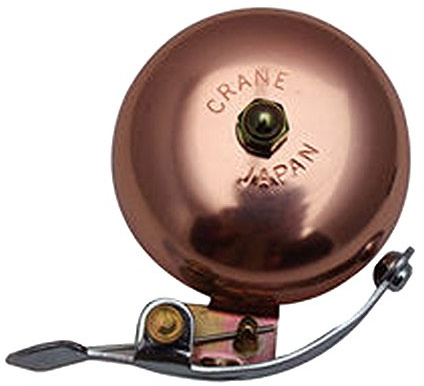 Crane Bike Bell, Polished Copper, Suzu Bicycle Bell, Made in Japan for City Bikes, Cruisers, Road Bikes or MTB, Fits Handlebar diameters 22.2 to 26.0mm