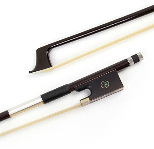 Kmise Violin Bow 4/4 Brown Carbon Fiber Bows for Fiddle Round Stick with Mongolian Horse Hair Ebony Frog Silver Wire Winding for Beginner Practice