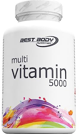 Best Body Nutrition Multi 5000 Kapseln – Multivitamin Tabletten 100 Stück/Dose – Vitamin B1, B2, B6, B12, C, E, Niacin, Folsäure, Biotin – Unterstützt Immunsystem – kann bei Müdigkeit unterstützen