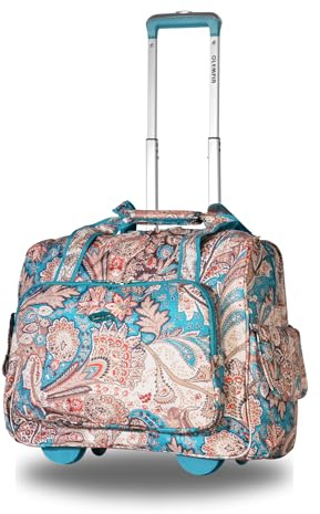 Olympia U.S.A. Deluxe Lightweight Rolling Overnighter Case Overnight Laptop Bag Weekender Travel Carry-On Suitcase Luggage with Wheels and Adjustable Push-Down Handle