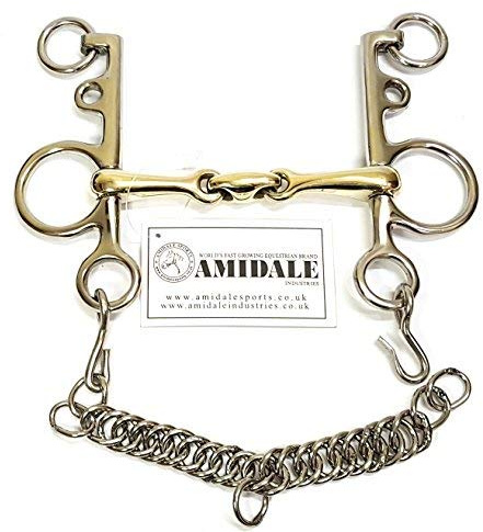 Amidale Mouth Pelham Double Jointed Lozenge Copper Mix Horse Bit Sports 5.00 Inches