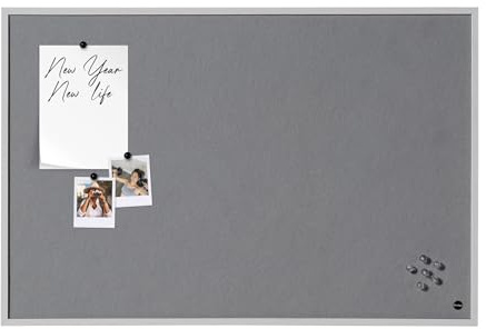 Bi-Office Tableau d'Affichage New Basic, Surface en Feutre Gris avec Cadre Gris 885 x 585 mm