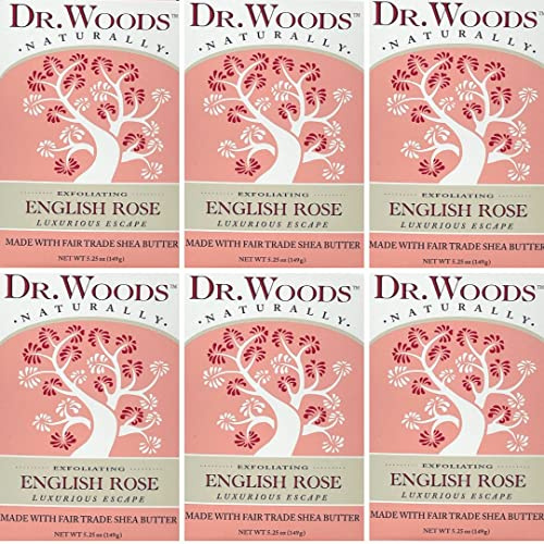 Dr. Woods Skin Exfoliating English Rose Bar Soap with Organic Shea Butter, 5.25 Ounce (Pack of 6)