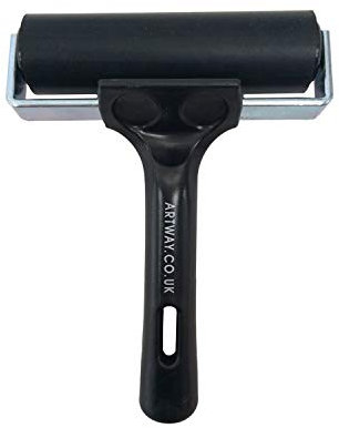 Artway - Linolwalze aus Hartgummi - für Linoldruck und Blockdruck - schwarzer Griff - 10 cm - 1 Stück, Schwarz