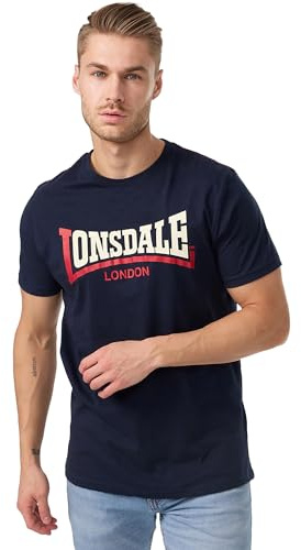 Lonsdale Tvåfärgad t-shirt för män, sommar t-shirt i regelbunden passform, mjuk kammad bomull, avslappnad kortärmad t-shirt, lätt t-shirt med rund hals för vardagen och för sport