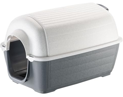 Ferplast Outdoor dog kennel KENNY MINI Dog house made of impact and UV-resistant thermoplastic resin, Liquid drain system, Ventilation grill, Can be dismantled for cleaning, 40 x 66 x h 40 cm