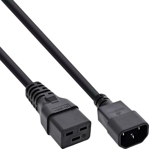 InLine 16659F Nätadapterkabel, IEC-60320 C14 till C19, 3 x 1,5 mm², max. 10 A, svart, 1 m