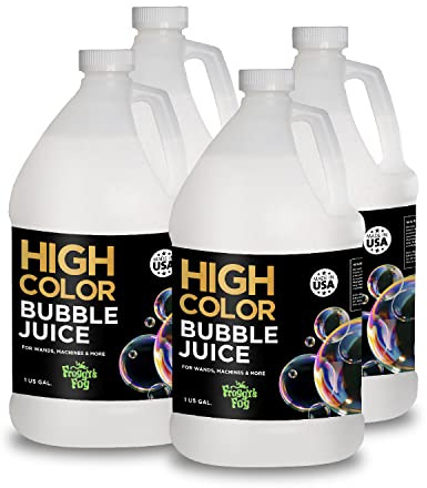 Froggy's Fog High Color Bubble Juice, Strong, Long-Lasting Bubble Solution Creates Iridescent Bubbles for Bubble Machines and Bubblers, 4 Gallon Case