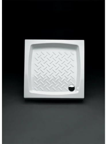 Kiamami Valentina - Piatto Doccia in Ceramica | Superficie Antiscivolo | Forma Quadrata 90x 90 CM | Tre Lati Smaltati, Bianco, 90 x 90CM, Ceramica