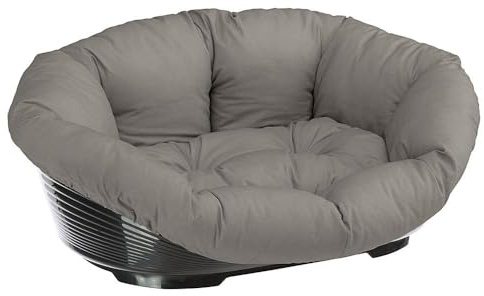 Ferplast Panier Chien avec Coussin en Coton Lavable, Lit Canapé Rembourré, Corbeille en Plastique, Fond Perforé, Antidérapant, 96 x 71 x h 32 cm, Taupe