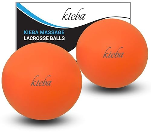 Kieba Massage Lacrosse Balls for Myofascial Release, Trigger Point Therapy, Muscle Knots, and Yoga Therapy. Set of 2 Firm Balls (2 Orange)