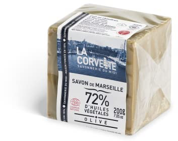 La Corvette, Cubo di sapone di Marsiglia con oliva, senza profumo, 200g