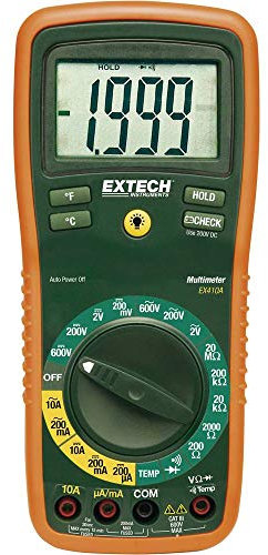 Extech EX410A, 8 Function Manual Ranging Multimeter with Large Digit LCD Display and Temperature Function