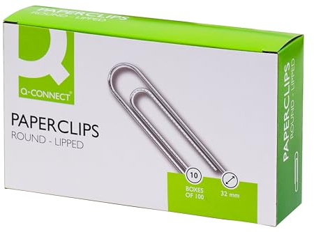 Q-Connect Lipped Paperclip, 32 mm KF01316Q - Pack of 1000