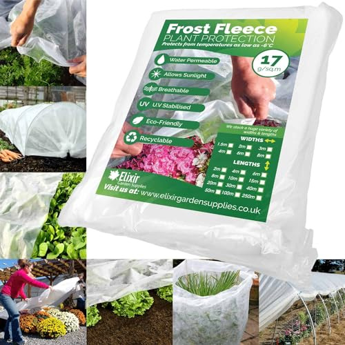Elixir Gardens Fleece Plant Protection | Frost Cold Wind Insect Sun Shade Cover Blanket Various Widths 1.5-8m Various Lengths 2m-250m - 8m x 40m | Pegs: Standard x 80