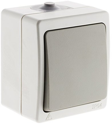 Zenitech - Bouton Poussoir IP54 - Installation Saillie Extérieure, Étanche et Résistant Chocs, Câblage Borne Automatique - Matériau Isolant - Compatibilité Cheminées Larges - Gris Clair
