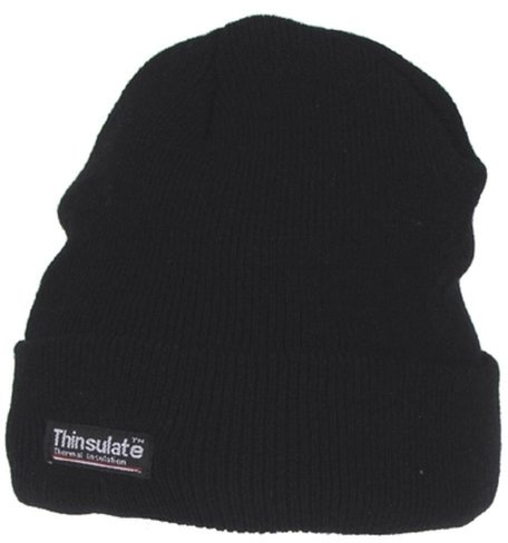 Kurze Rollmütze gestrickt Thinsulate gefüttert Strickmütze Wintermütze Mütze (Schwarz)