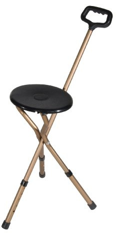 Drive Medical RTL10365-ADJ Adjustable Lightweight Folding Cane with Seat, Black