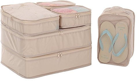 JJ POWER Travel Packing Cubes, Luggage Organizers with Shoe Bag (Cream)