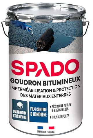 SPADO - Goudron Bitumineux - Protection de surfaces spéciales - 100% d'étanchéité - 4L - Fabrication française