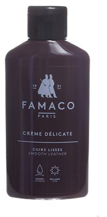 Famaco - Crème Délicate 125ml pour Cuirs Lisses - BORDEAUX - Lait Nourrissant à Base de Cire - Nettoie, nourrit et Assouplit en Douceur les Chaussures