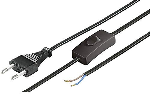Wentronic - Cable de red (conector europeo e interruptor, extremo de cable pelado, 1,5 m), color negro