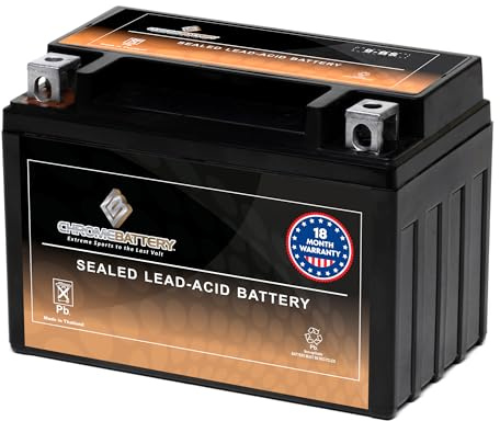 CB CHROMEBATTERY YTX9-BS 12V 135 CCA AGM – Maintenance Free Powersport Battery for ATV, Motorcycle, Scooter – Fits Honda, Yamaha, Polaris, Suzuki (T3 Terminal)