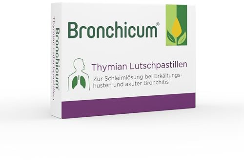 Bronchicum Thymian Lutschpastillen | Zur Schleimlösung bei Erkältungshusten und akuter Bronchitis | 20 Stück