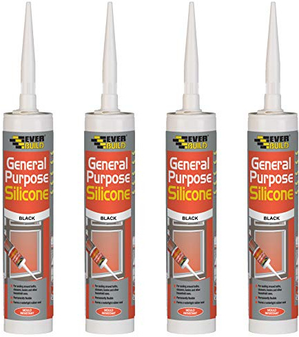 Everbuild 4 X General Purpose Silicone Black 310ml EVBGPSBL