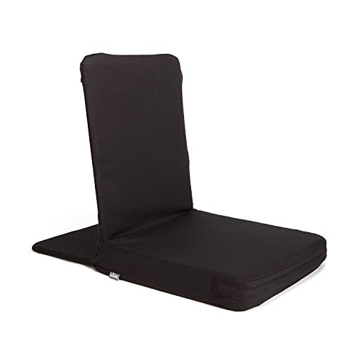 Bodhi Mandir Bodenstuhl XL | Meditationsstuhl mit dickem Sitzkissen | Komfortabler Bodensessel mit gepolsterter Rückenlehne | Waschbarer Bezug | Ideal für Freizeit, Yoga & Meditation (Black)