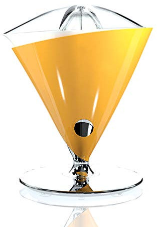 BUGATTI, Vita, elektrischer Entsafter mit Krug aus geblasenem gehärtetem Glas, Fassungsvermögen 0,6 Liter, Edelstahlfilter, 80 W, Gelb