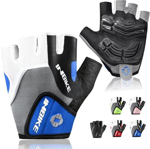INBIKE 5mm Padded Half Finger Bike Bicycle Cycling Gloves Blue X-Large