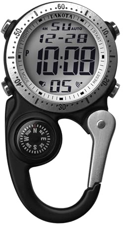 Dakota Digital Backpacker Clip Watch, Alarm, Stopwatch, Timer and Dual Time, Outdoor Gifts for Men and Women, Tactical Digital Watch