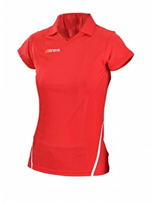 Grays - G750 Damen Hockey Hemd T-Shirt - M, Rot/Weiß