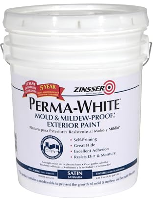 Zinsser 3100 PERMA-WHITE Proof Exterior Paint, 5 Gallon, Satin White