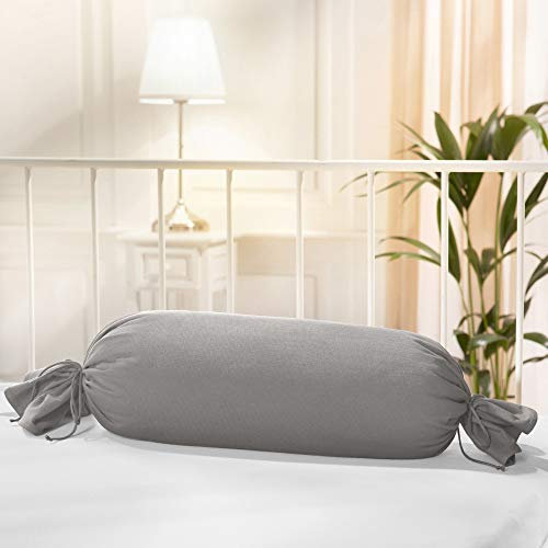 Erwin Müller Nackenrollenbezug Memmingen Interlock-Jersey Silber Größe 40x15 cm Ø - formstabil, faltenfrei, anschmiegsam, mit Bindeband