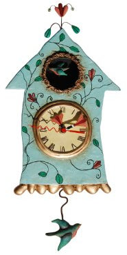 Enesco Wanduhr, Motiv Vogelhäuschen, Kunstharz, 32 cm (P8008)